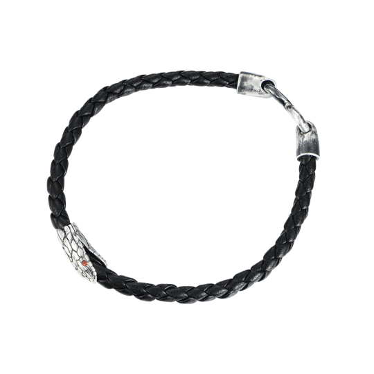 Нейлоновый браслет Infinity Black Snake 4мм с белой позолотой