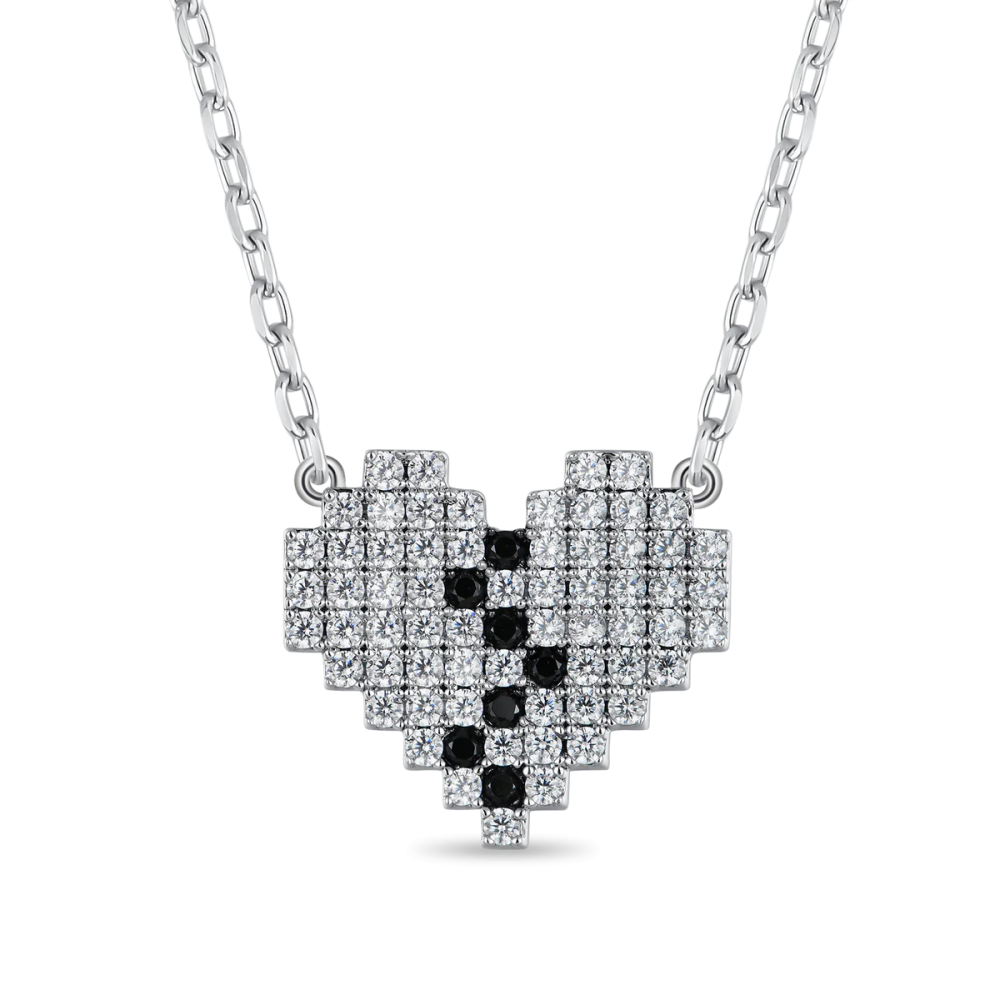Фото и внешний вид — Ожерелье Broken Heart Pixel регулируемое с белой позолотой
