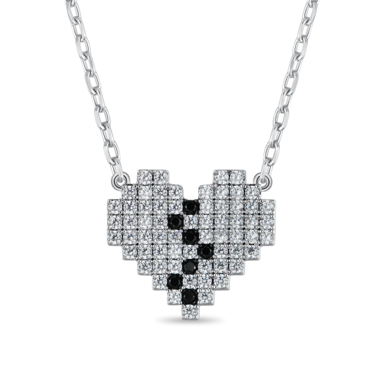 Ожерелье Broken Heart Pixel регулируемое с белой позолотой