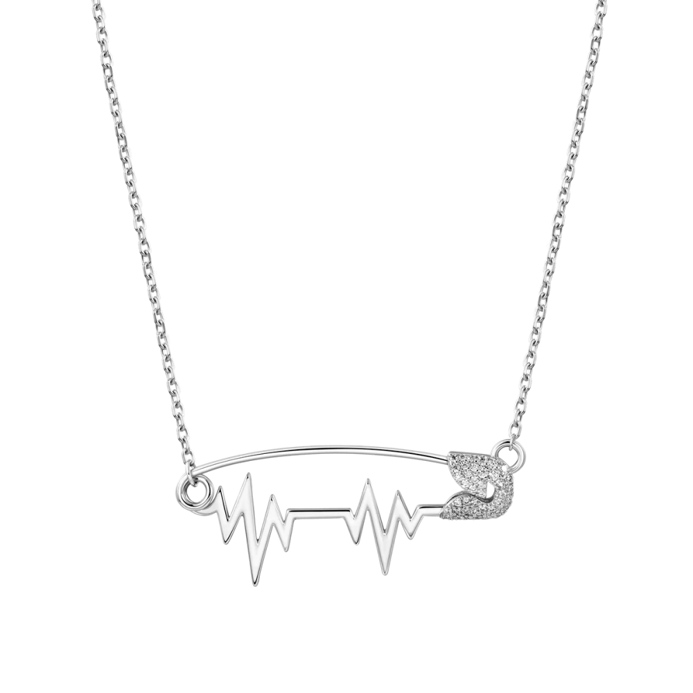 Фото и внешний вид — Ожерелье Heartbeat Pin регулируемое с белой позолотой