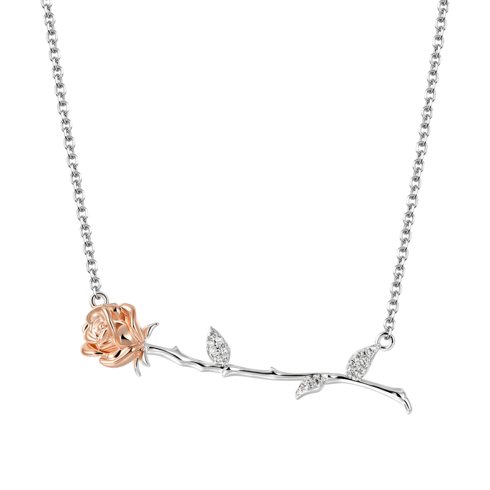 Фото и внешний вид — Ожерелье Sleeping Rose регулируемое с белой позолотой