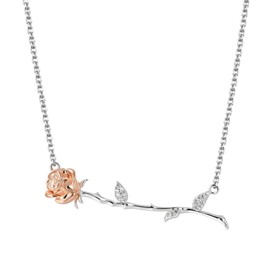 Ожерелье Sleeping Rose регулируемое с белой позолотой