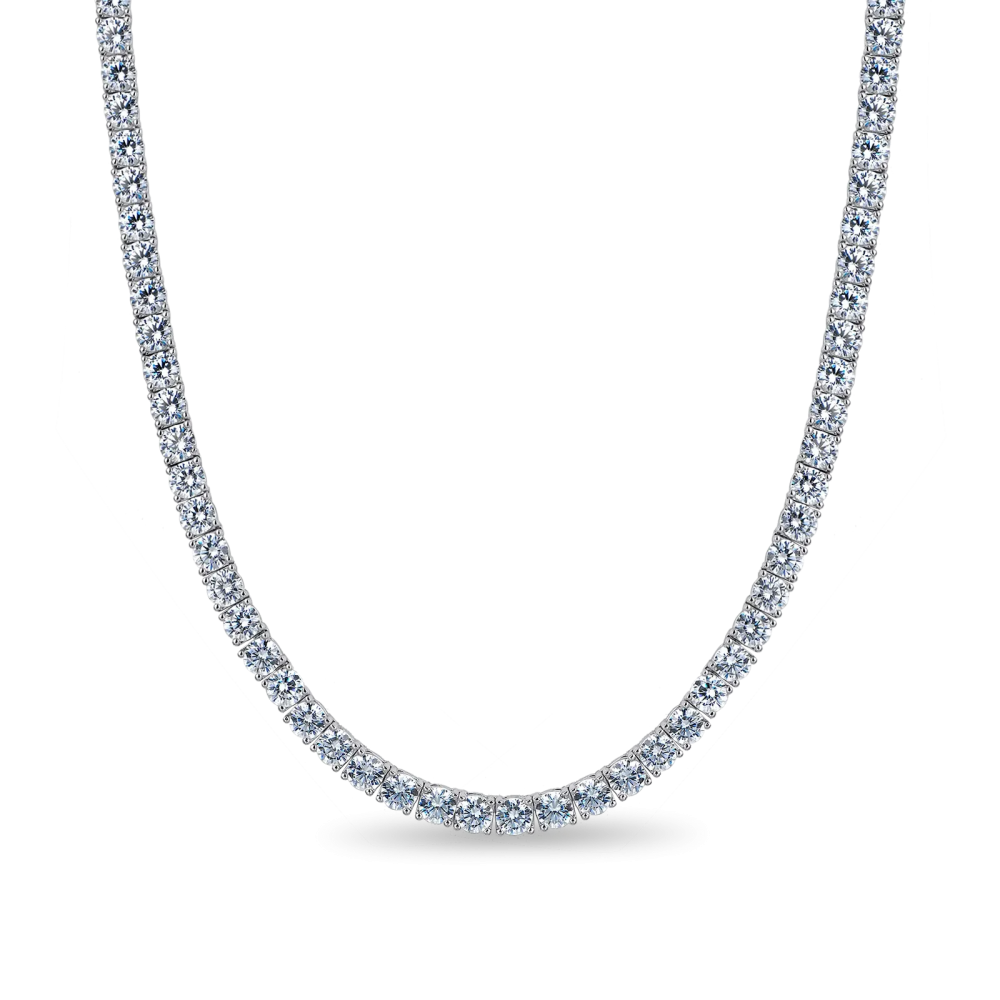 Фото и внешний вид — Теннисная цепочка 5мм с белой позолотой