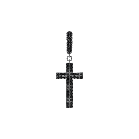 Серьга Cross с камнями в два ряда и черной позолотой