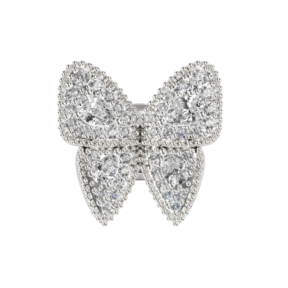 Фото и внешний вид — Серьга-гвоздик Butterfly с белой позолотой