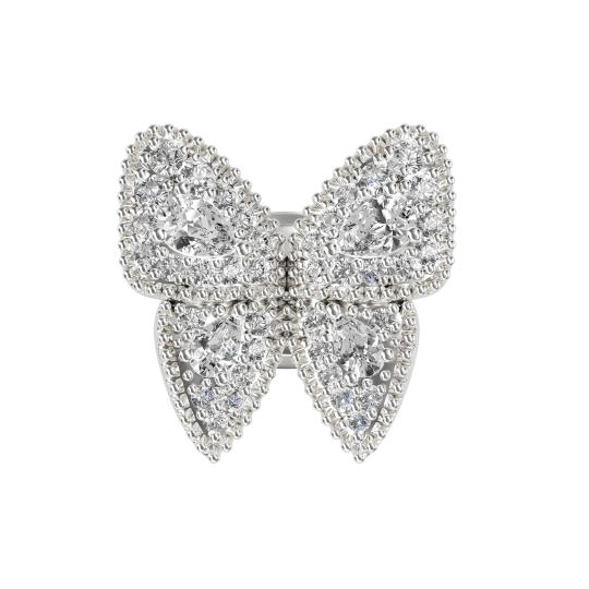 Серьга-гвоздик Butterfly с белой позолотой