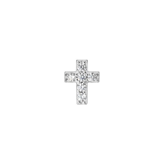 Серьга-гвоздик Eternal Cross с белой позолотой