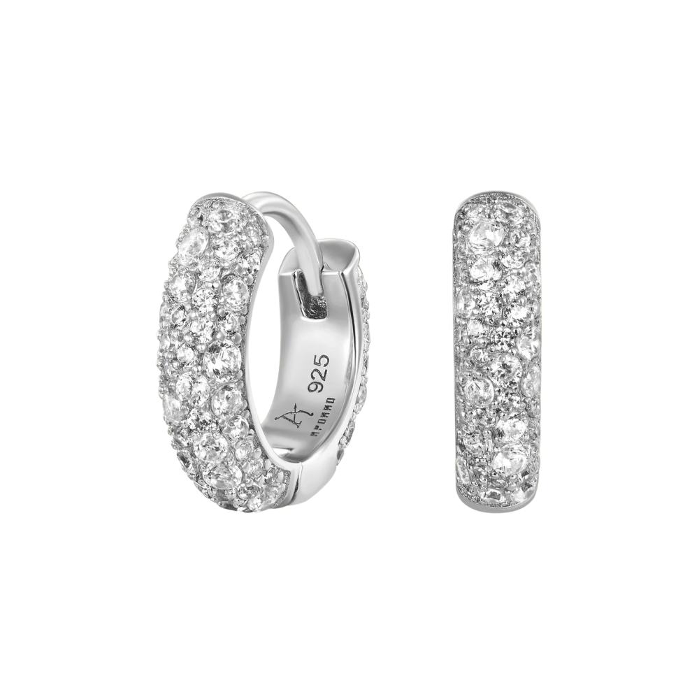 Фото и внешний вид — Серьга-кольцо с паве и белой позолотой