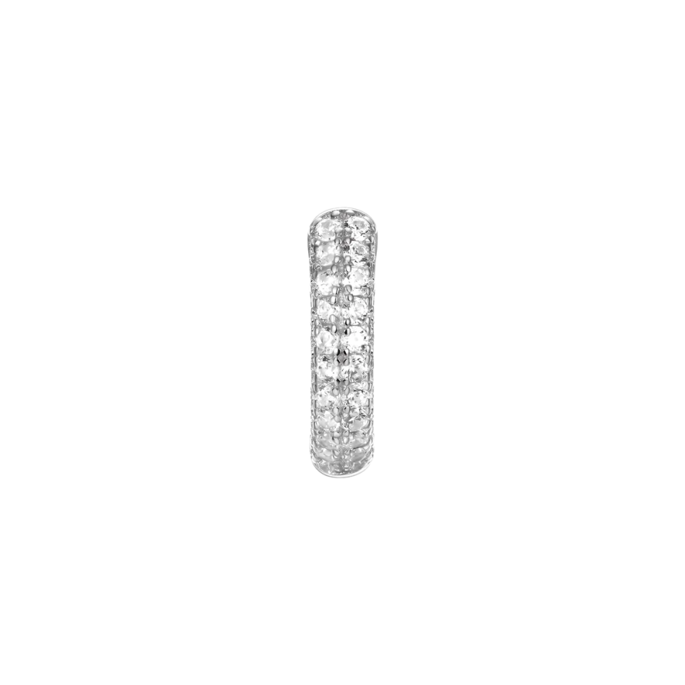 Фото и внешний вид — Серьга-кольцо с белой позолотой