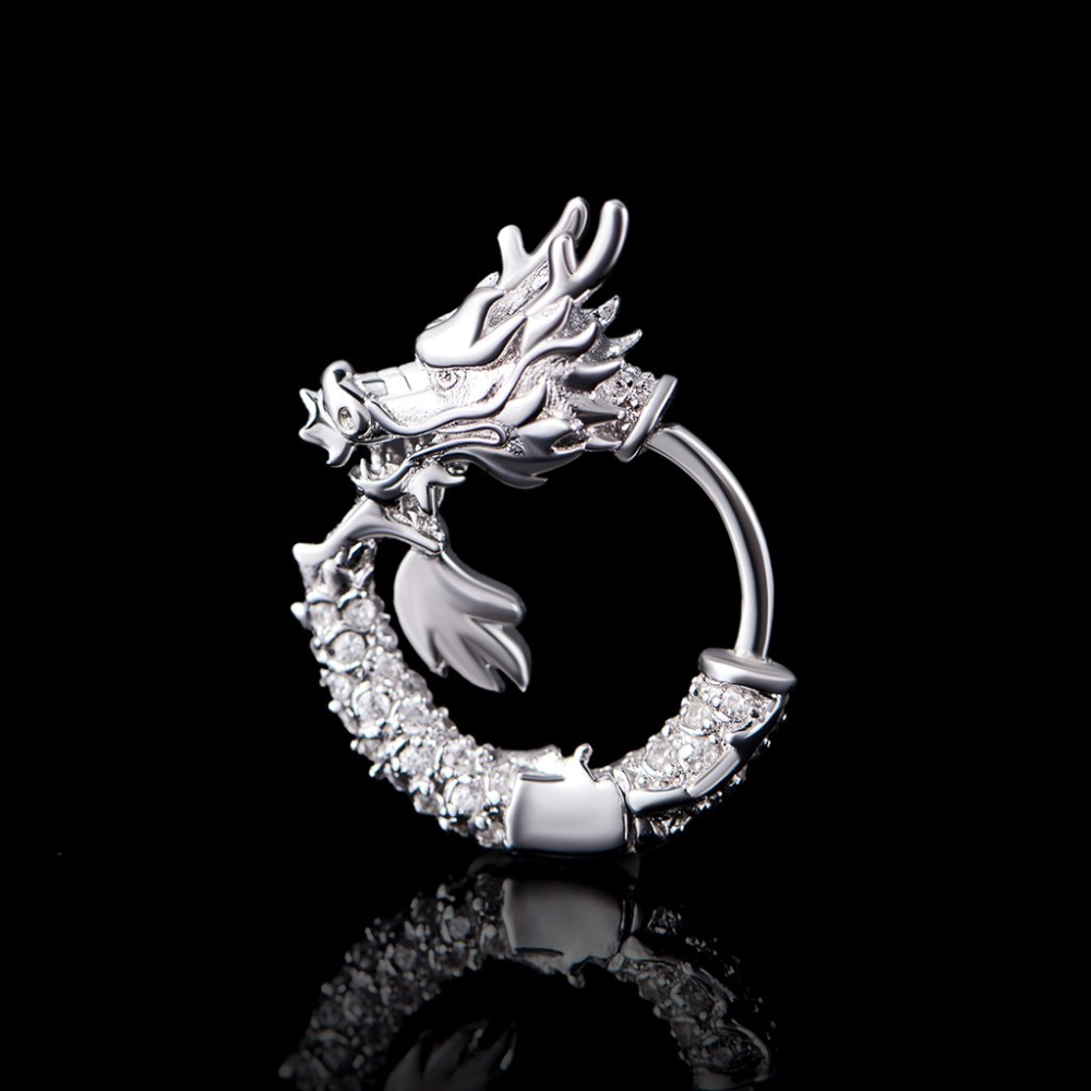 Фото и внешний вид — Серьга Wong Dragon Infinite Loop с белой позолотой