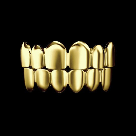 Гриллз 6 зубов классический без камней с желтой позолотой