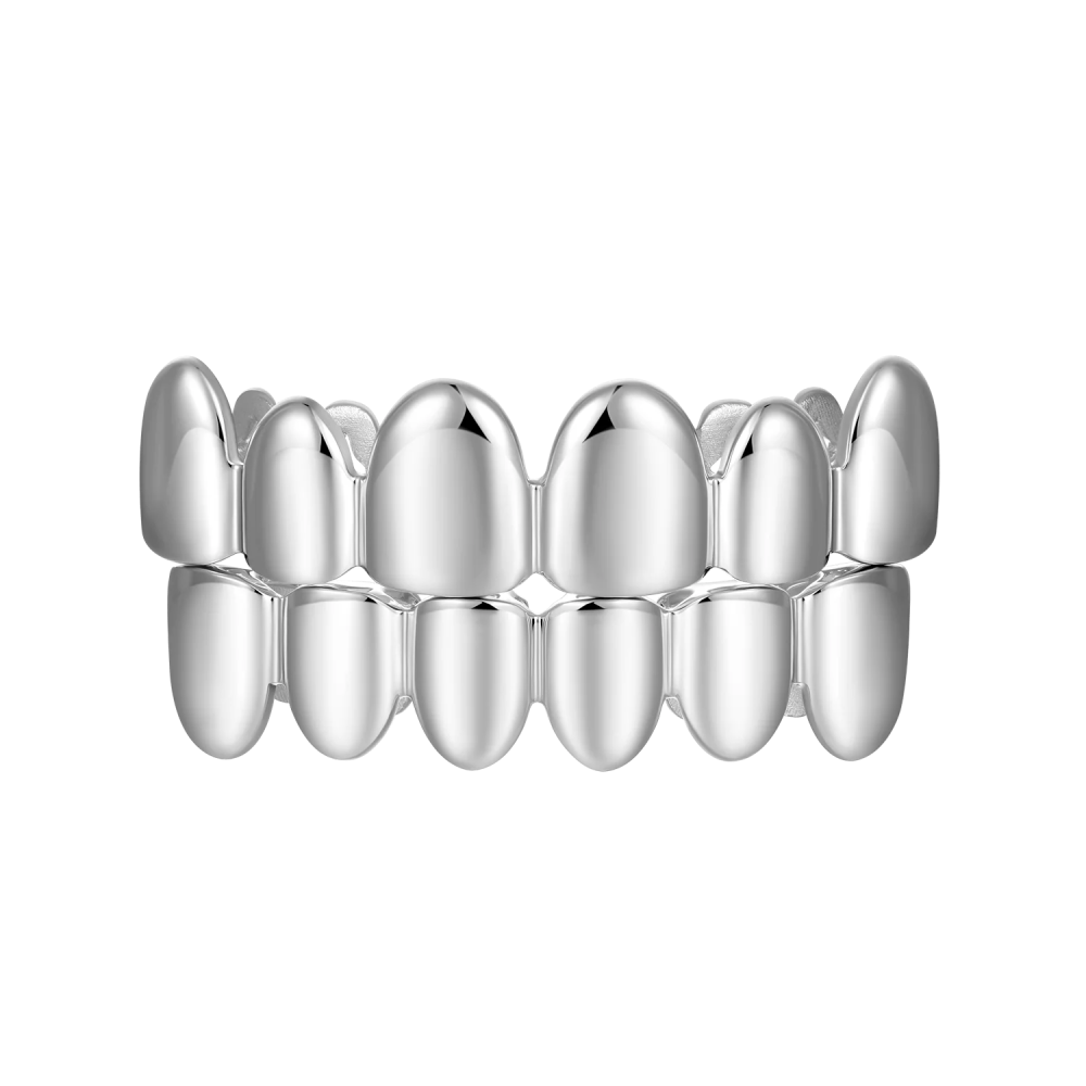 Фото и внешний вид — Гриллз 6 зубов классический без камней с белой позолотой
