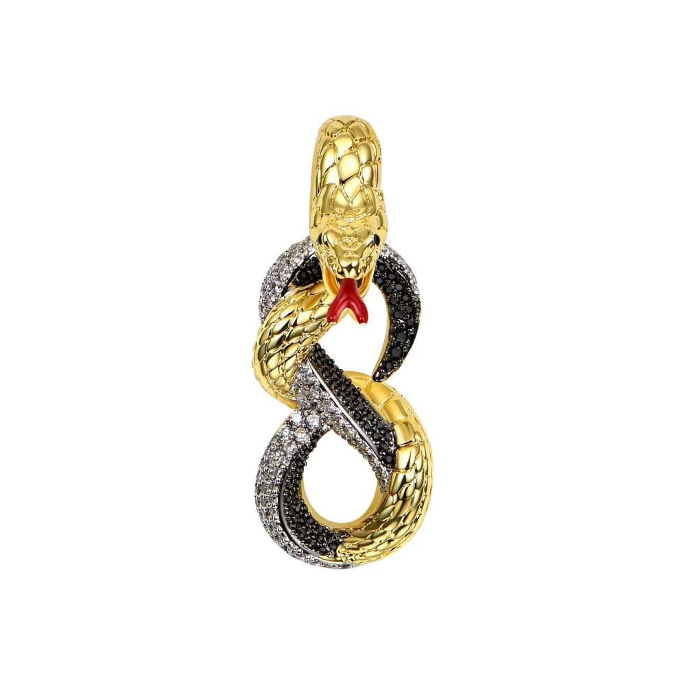 Фото и внешний вид — Подвеска Infinity Snake трехцветная с желтой позолотой