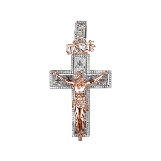 Подвеска Crucifixion of Jesus INRI с белой и розовой позолотой