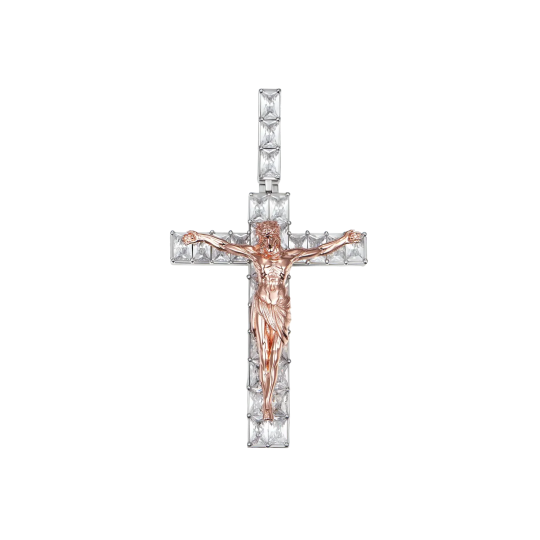 Подвеска Crucifixion of Jesus средняя с белой и розовой позолотой