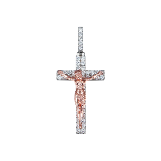 Подвеска Crucifixion of Jesus маленькая с белой и розовой позолотой
