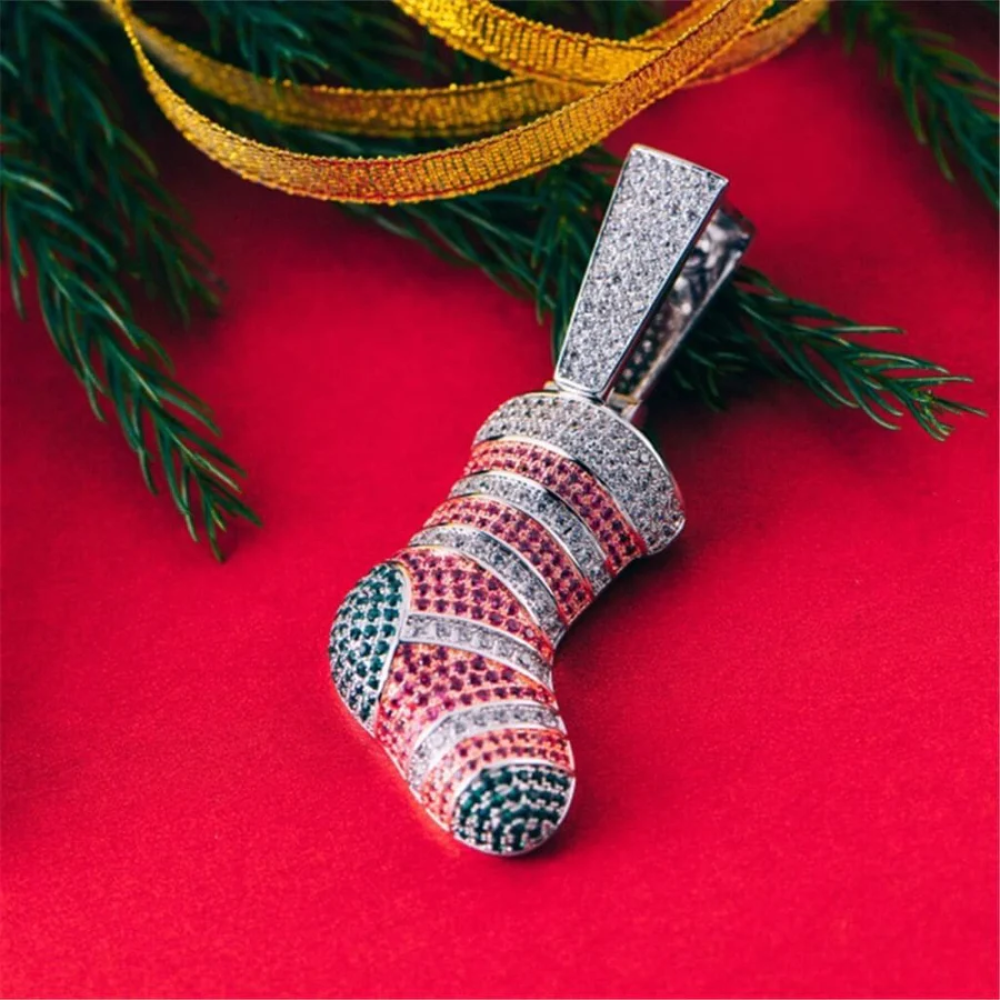 Фото и внешний вид — Подвеска Christmas Stocking с белой позолотой