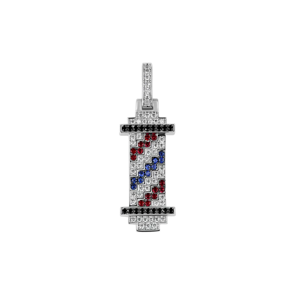 Фото и внешний вид — Подвеска Retro Pixel Barber's Pole с белой позолотой