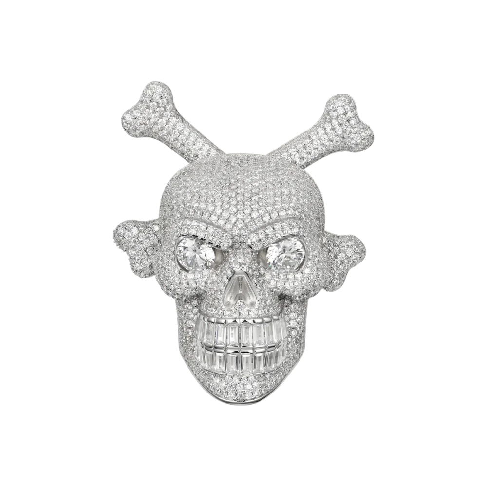Фото и внешний вид — Подвеска Skull and Crossbones вращающаяся с белой позолотой