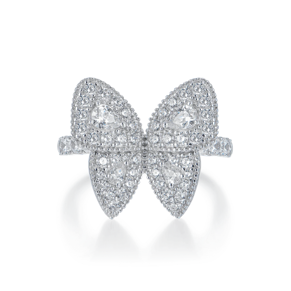 Фото и внешний вид — Кольцо Butterfly с белой позолотой