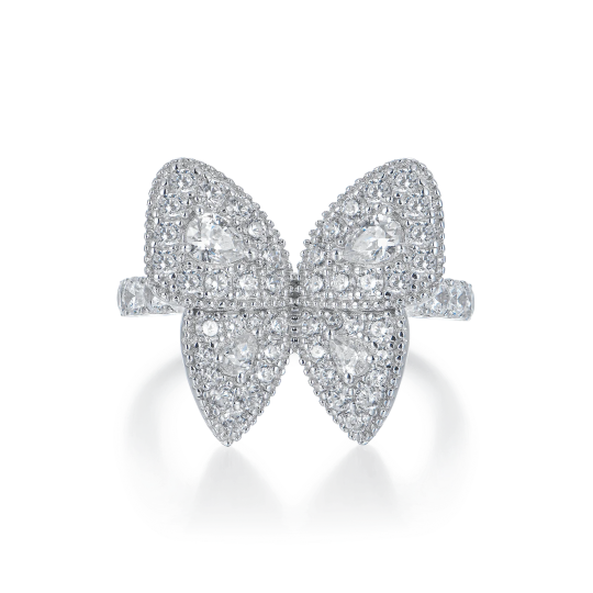 Кольцо Butterfly с белой позолотой