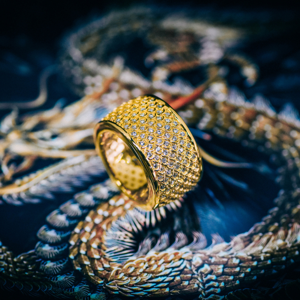 Фото и внешний вид — Кольцо Dragon Scale с желтой позолотой